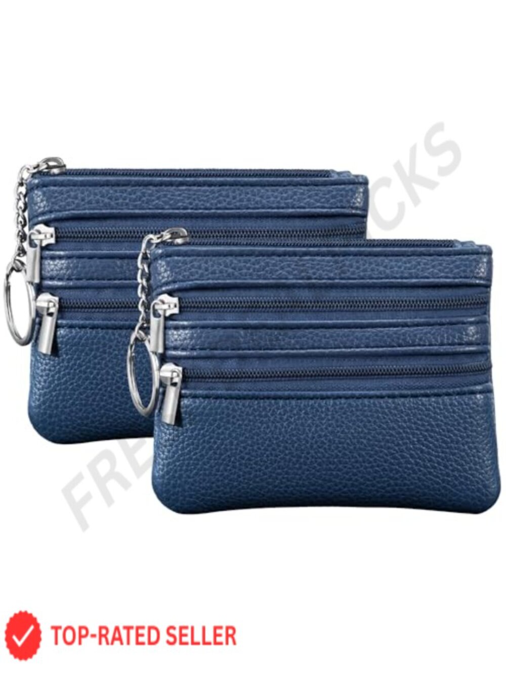2 Pack Coin Purse Pouch Change Card Holder Wallet with Keychain for Women and